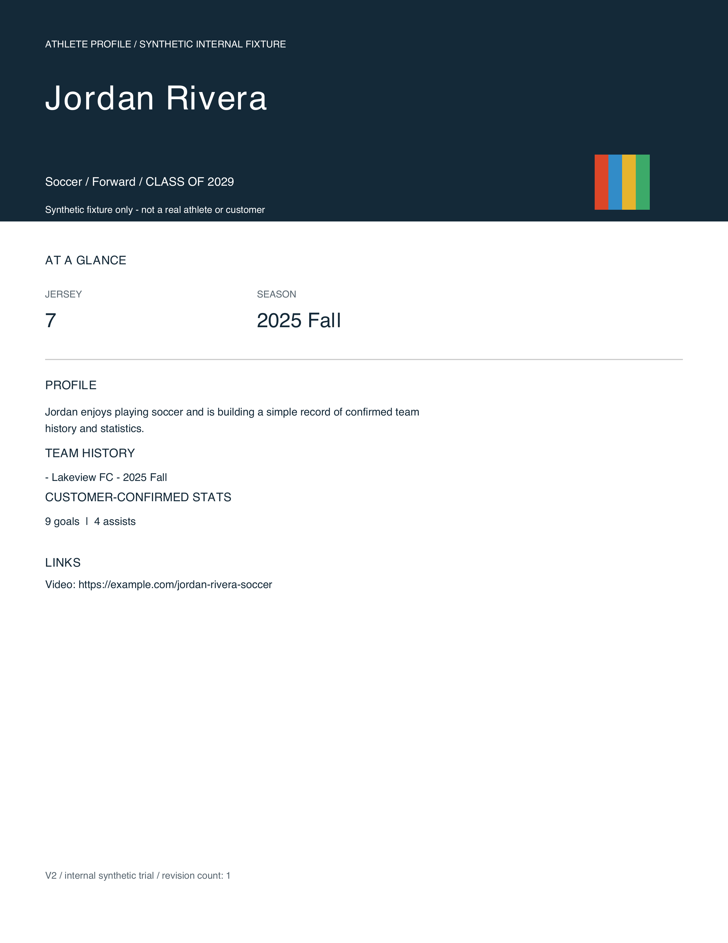 Fictional missing-information profile test example